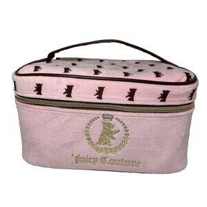 Juicy Couture Pink Velour Makeup Cosmetic Case Zip Carrier Scottish Terrier Dog